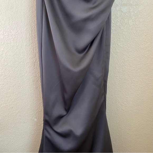 House of CB Fleur SHADOW SATIN STRAPLESS GOWN corset gray maxi dress size M NWOT - Picture 10 of 17